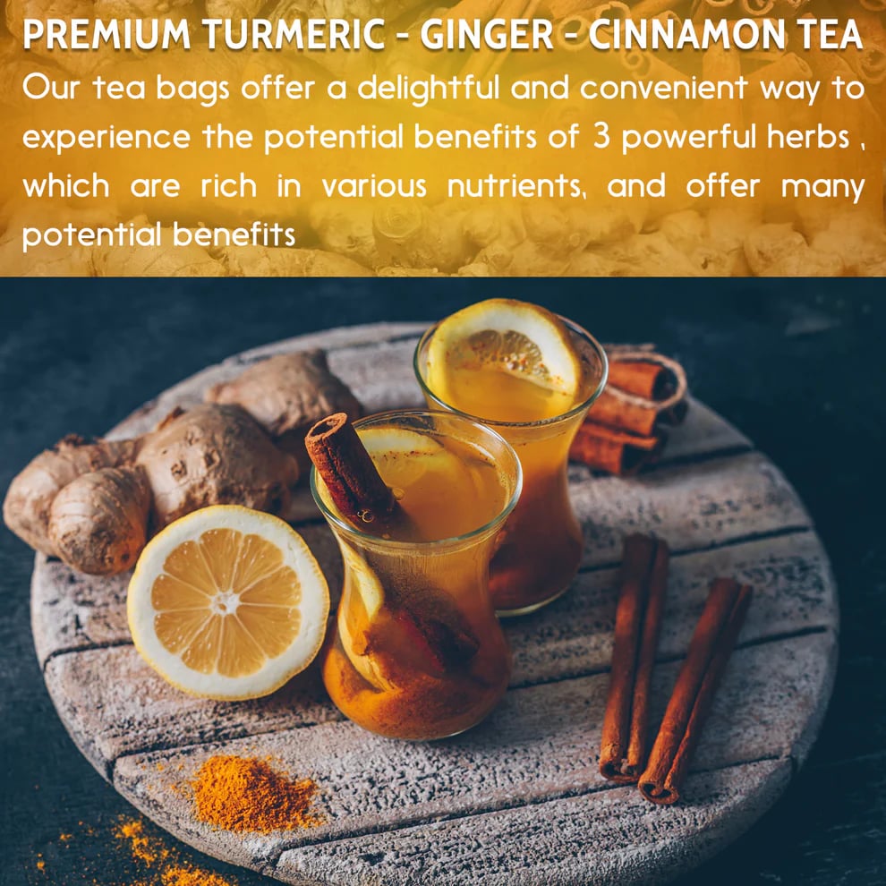 Turmeric, Ginger & Cinnamon Herbal Tea Bags - 100% All-Natural Goodness!