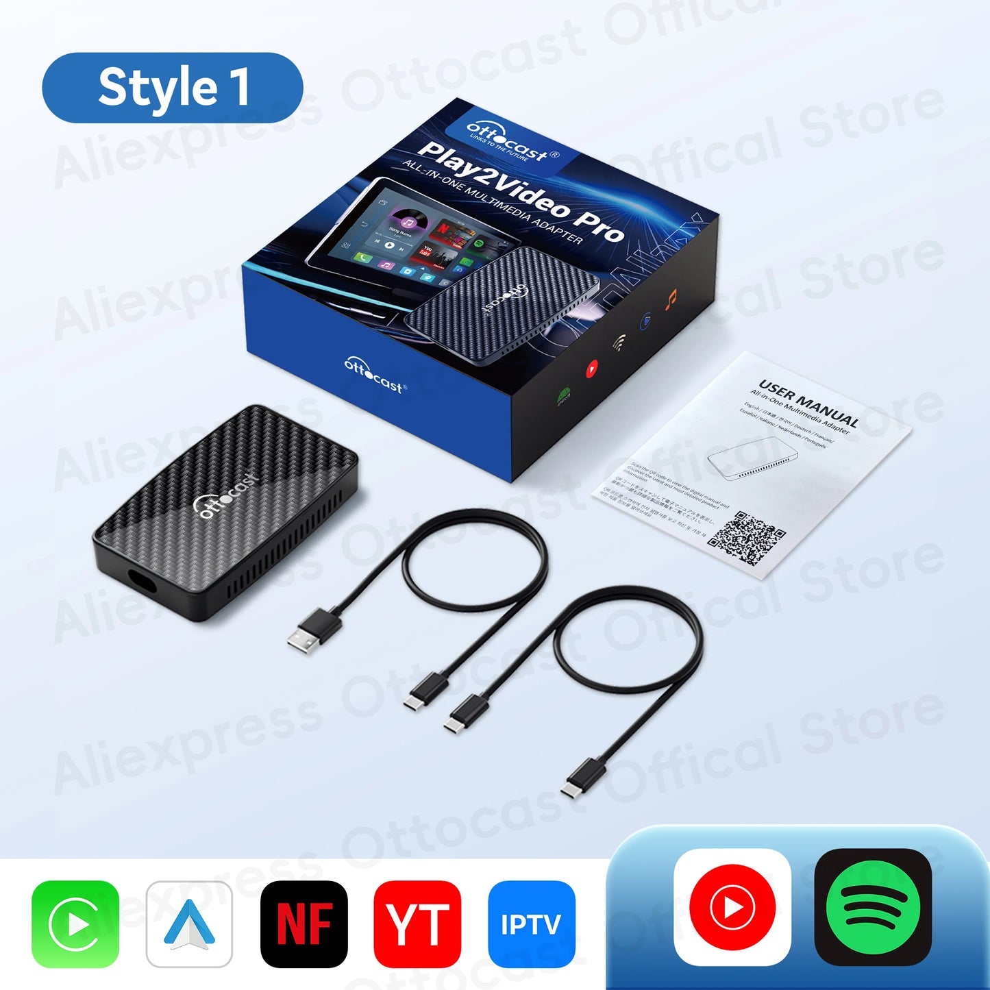 OTTOCAST Play2Video Pro: Ultimate Wireless CarPlay & Android Auto Adapter for YouTubers - Elevate Your In-Car Entertainment with Netflix Accessibility, Perfect for Lada, HAVAL, and HYUNDAI!