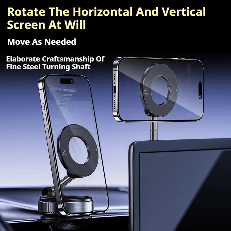 Ultimate 360° Rotatable and Foldable MagSafe Car Phone Holder with Suction Cup Vacuum Technology