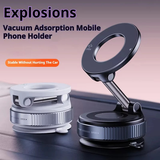 Ultimate 360° Rotatable and Foldable MagSafe Car Phone Holder with Suction Cup Vacuum Technology